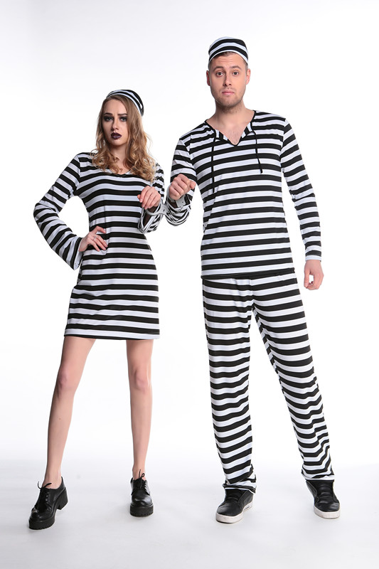 囚人服 女性用 男性用 ハロウィン 衣装 Halloween コスチューム new design 長袖 メンズ 男性 囚人服 大人気 可愛い　セクシー コスプレ イベント パーティー ナイトクラブ 仮装 お化け 変装