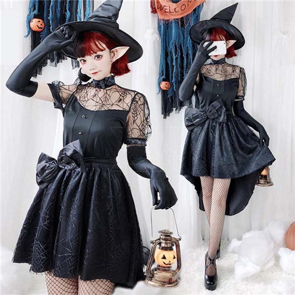 ハロウィン衣装 レディース ワンピース かわいい ブラックドレス 仮装舞踏会 吸血鬼 花嫁