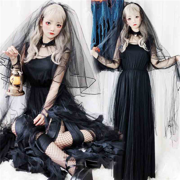 ハロウィン衣装 ワンピース 童話 魔女 鬼花嫁 ウィッチ お嫁さん 大人用 女性用 ドレス パーティー お化け